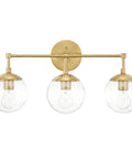 Gracelyn Satin Gold 3-Light Bathroom Vanity Light With Clear Seedy Glass Globes, Dimmable And Easy To Install, 24 Inch Wide Modern Bath Fixture