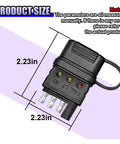 4-Way Flat Trailer Wiring Tester With 4-Pin Double End Male And Female Plugs, showing dimensions and clear indicator lights