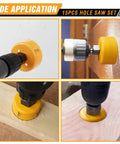 Super Cool 15 Piece Hole Saw Set With 12 Sizes From 3 4 Inch To 3 Inches Plus Two Heavy Duty Arbors And Hex Key For Wood Plastic Soft Metal Home DIY Projects Make Cutouts A Breeze. 15-piece hole saw set cutting wood and plastic
