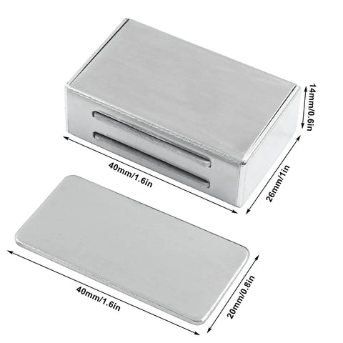 Dimensions of Two Pack Ultra Thin Magnetic Door Catch With Adhesive For Cabinets And Drawers Stainless Steel Latch