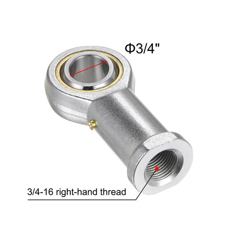 Beefy Female Rod End Bearing With Three Quarter Inch Bore And Three Quarter Inch Right Hand Thread Self Lubricating Joint Rod Ends Includes Jam Nut For Tough Durable Mechanical Linkages, 3/4-16 RH thread