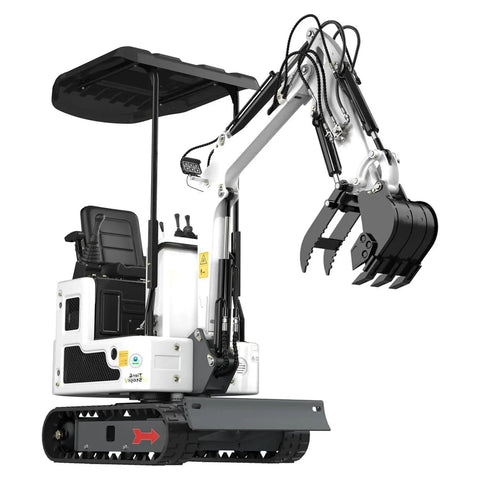 1.2-Ton Pilot-Control Gas-Powered Compact Excavator For Farm Tasks With Lawn Mower Attachment, side view, narrow-path ready