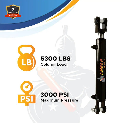 Heavy Duty 1.5 Inch Bore 8 Inch Stroke Hydraulic Cylinder Double Acting Welded Clevis With Three Eighths Inch NPT Ports 3000 PSI