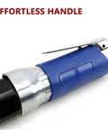 Badass Heavy-Duty 90 Degree Air Ratchet Wrench All Metal Right Angle Pneumatic Trigger with ergonomic blue handle.