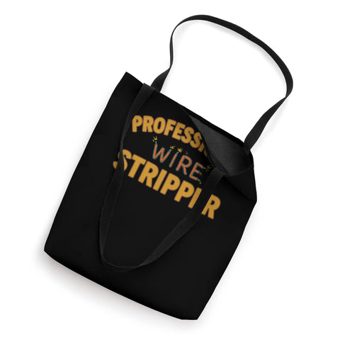 Kickass Electrician Tote Bag With Funny Professional Wire Stripper Print, black canvas, 16x16 inch, for linemen and blue collar technicians.