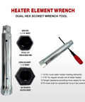 Heater element wrench for DIY Friendly Electric Water Heater Tune Up Kit with dual hex socket tool and red handle