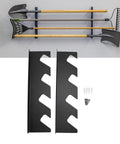 Top Shelf Heavy Iron Shovel And Rake Holder Wall Mounted Shed Tool Rack Rust Proof Open Design with garden tools.