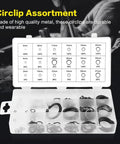 Retaining Ring Circlip Kit With 18 Sizes And 150 Pieces Boxed Set for secure snap installations, visible sizes chart