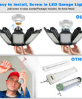 Comparison of Ultra Bright 200W LED Garage Light with 8 Adjustable Panels for E26 E27 Sockets and traditional fixtures