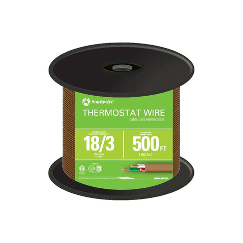Spool of Heavy Duty 18 Gauge 3 Conductor Thermostat Wire, brown, 500 feet, solid copper, RoHS compliant, sunlight resistant