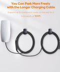 Top Notch 21 Foot Ev Charging Extension Cable 50 Amp 240 Volt Nacs Connector With Slick Lock Lever Delivers Fast 12Kw Level Two Juice for a 100ft reach.