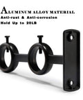 Side view of Three Piece Adjustable Curtain Rod Brackets Set With Double Wall Mount Holders, black aluminum alloy, anti-rust, 20lb capacity.