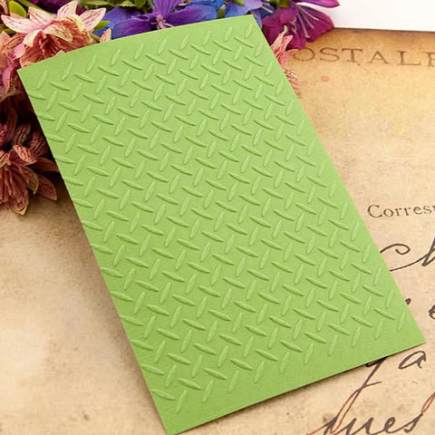 Flat Out Dope 3D Plastic Embossing Folder Template With Absolutely Stunning Industrial Wind Texture For A6 Card Making and Total Game Changer Diy Scrapbook Craft Projects on green polymer