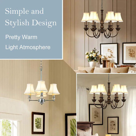 Chandelier Lamp Shades For Candelabra Bulbs Clip On Fitter 6 Inch Bottom Diameter 3 Inch Top Diameter 5 Inch Tall 6 Pack