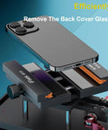Phone Back Cover Glass Separator Clamp for iPhone and Android showing 360 degree rotating fixing tool in use