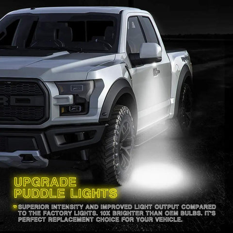 Full LED Side Mirror Puddle Light Assembly With 6000K Xenon White Replacement For Ford F150 Expedition Explorer Edge Flex Fusion Taurus X Pack Of 2 Easy Plug And Play Installation No Drilling Or Wiring Required