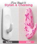 Totally Dope Pink Bow Adhesive Wall Hooks With Heavy Duty Grip Strips For Drama Free Peel And Stick Mounting and Solid Three Pound Support, stylish design