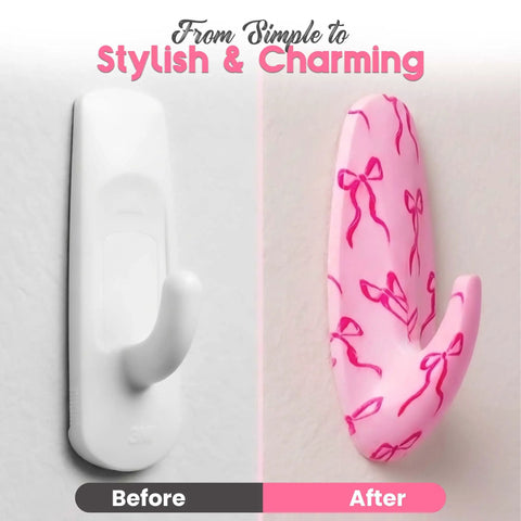 Totally Dope Pink Bow Adhesive Wall Hooks With Heavy Duty Grip Strips For Drama Free Peel And Stick Mounting and Solid Three Pound Support, stylish design