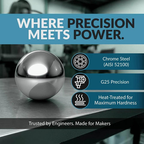 G25 Precision Chrome Steel Bearing Balls, 1-1/2 Inch Diameter, 2 Pieces, ISO 9001 Certified, 38.1 Mm, High Quality For Bearings And Machinery