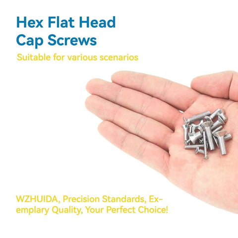 Hand holding 1080 Pcs M3 Screw Set With Stainless Steel Hex Flat Head Countersunk Screws Nuts And Washers In M3 Lengths