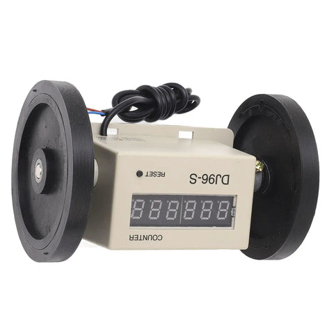 Jiawu Metric Measuring Wheel in Meters 0.01‑999999m Digital Distance Measuring Wheel with 2 Wheels, Precision Machined AC110V Auto Measurement Tool, close-up view
