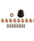 Premium Plasma Cutter Consumables Kit With Replacement Electrodes And Nozzles For S45 Cut55 Pt40 Pt60 Torch Parts including nozzles and electrodes.