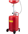 20 Gallon Waste Oil Drain Tank Air Operated Portable Drainer With Adjustable Funnel Height And Four Wheels In Garage