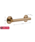 12 Inch Grab Bar With Concealed Mounting In Champagne Bronze, ADA Compliant, 450 Lb Weight Capacity, Stainless Steel Shower And Bathroom Safety Bar