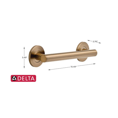 12 Inch Grab Bar With Concealed Mounting In Champagne Bronze, ADA Compliant, 450 Lb Weight Capacity, Stainless Steel Shower And Bathroom Safety Bar