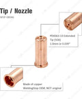 Extended Electrode Tip Kit For Versa-Cut 40A CB50 Plasma Torch, PD0063-10 copper nozzle, 0.039in diameter, 50A cutting