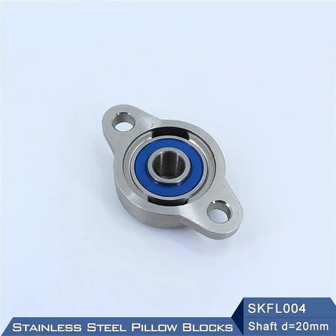 Authentic Stainless Steel Pillow Block Bearings SKFL004 Housing With 20 Mm Shaft Size Mounted Precision Unit Heavy Duty Pro Grade Kickass Parts Designed For Hot Repair Work And Mechanical Build On Shop Floors Or Custom Projects Go Wild Where It Goes. Front view of stainless steel pillow block bearing, 20mm shaft, mounted precision unit