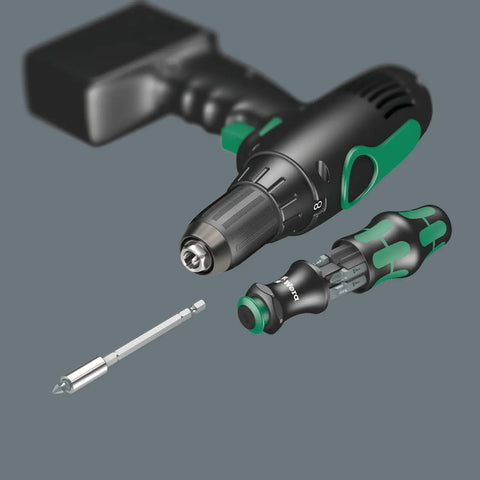 All Purpose Stainless Steel Universal Bit Holder With One Quarter Inch Drive And Magnetic Sleeve For Quick Bit Take Up Durable One Hundred Millimeter Length Includes Retaining Ring And Secure Hex Shank Grip shown with power tools