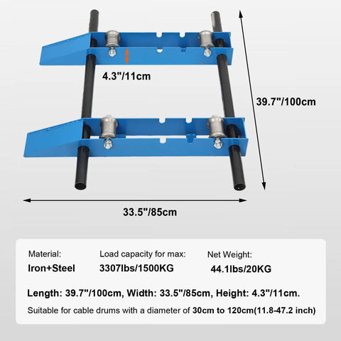 Heavy Duty Cable Drum Roller Dispenser For Reels Up To 39 Inches Wide Industrial Grade Steel Wire Unwinder Cable Reel Stand dimensions