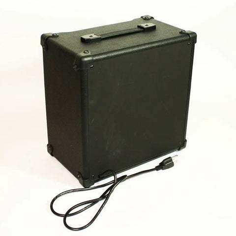 Portable Gig Ready Mini Guitar Amplifier Speaker With Built In 300W Power One Quarter Inch Input Headphone Output And Adjustable Bass Treble Volume Knobs Ideal For Bedroom Practice Or Quick Jams In Any Room, black unit with cords