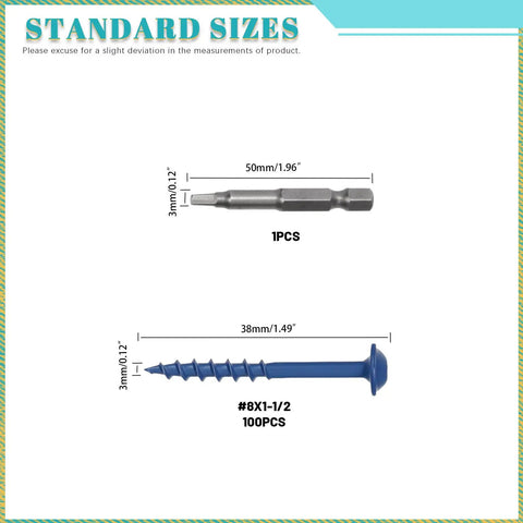 Image of 101 Piece Pocket Hole Screws Kit With Square Drive For Exterior Wood Projects, Pro Grade Size Eight By One And A Half Inch