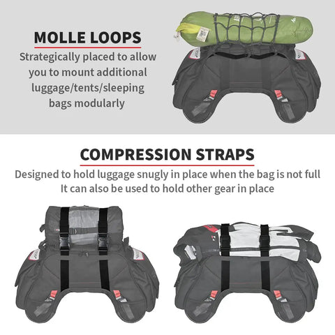Universal 48L Waterproof Motorcycle Tail Bag With Roll Top Closure For All Bikes No Saddle Stay Or Rack Needed Ride Ready