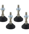 Industrial Grade Heavy Duty Badass M10 Adjustable Leveling Feet Kit With Four Tee Nuts, rubber base pads, steel studs.