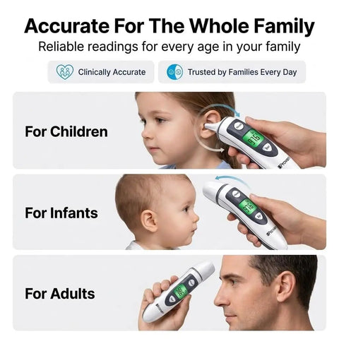 2 In 1 Ear And Forehead Thermometer For Adults Kids And Baby, Fast One Second Infrared Readings, No Touch Forehead Scan And In Ear Mode, Easy Fever Checks For Busy Families on children, infants and adults