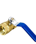 Heavy Hitter Brass Bsp Thread Ball Valve With Lever Handle Leakproof Copper Plumbing Tap Fitting three eighth size view with blue handle.