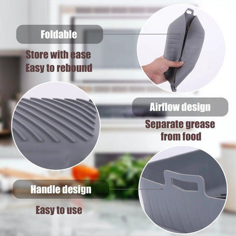 Foldable Square Silicone Liners for Air Fryer Two Pack Nonstick Food Grade Reusable Basket Mats Air Fryer Accessories
