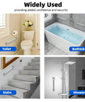 Heavy Duty Metal Stair Handrail Built Like A Tank For Wall Mounted Safety Grab Bar And Step Support No Sweat Install Up To 300 Pound Rust Resistant Powder Coat Finish installed in bathroom and shower settings
