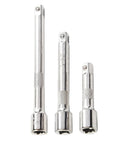Heavy Duty 1/4 Drive Socket Wrench Extension Bar Chrome Steel Flex Adapter Reaching Through Tight Obstacles With Strong Torque Transfer Wobble Head Design No Nonsense Build For Ratchet Tools Socket Set Essential Gear Silver three chrome steel extension bars of varying lengths