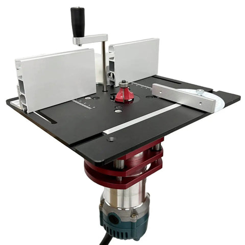 Bulletproof Router Lift Kit Featuring Heavy Duty Aluminum Base Plate With Smooth Adjustment Dial Fits All Standard 65 Millimeter Woodworking Motors