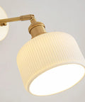 Total Game Changer Modern Wall Sconce Lights For Indoor Spaces Sleek French Copper Finish Delivers Soft Up Down Glow Perfect For Vanity Mirrors And Cozy Bedroom Corners Straight Up Great Value Pack Of Two close-up view of gold arm and white ribbed shade