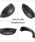 Pack Of 10 Oil Rubbed Bronze Bin Cup Pull Handles For Kitchen Cabinets And Drawers Heavy Duty Zinc Alloy Hardware With Easy Mount Screws Built Tough Setup Top Shelf Finish Smooth As Bells Solid Furniture Upgrade. Solid zinc alloy bin cup pull handle featured from multiple angles.