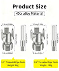 Electric Drill PVC Pipe Threader Kit dual internal and external threading tools for 1/2 inch and 3/4 inch pipes, alloy material