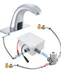Touchless Sensor Bathroom Sink Faucet With Hole Cover Plate, Brass Automatic Tap, Temperature Mixer, Hoses, Adapters