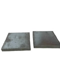 Two ASTM A36 hot rolled steel plates, 4x4 inch, half inch thick, for heavy duty DIY, welding and drilling projects.