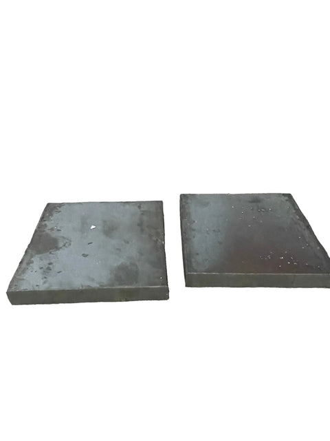 Two ASTM A36 hot rolled steel plates, 4x4 inch, half inch thick, for heavy duty DIY, welding and drilling projects.