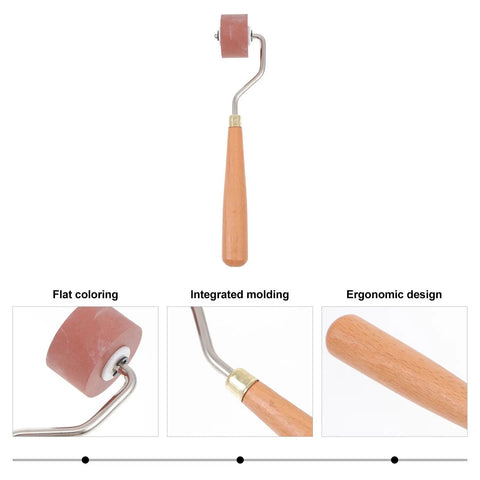 Professional Heavy Duty Rubber Ink Roller For Printmaking And Canvas Painting Smooth Glide Surface with wooden handle.